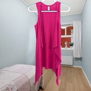 Sleeveless Deep Pink Fully Open Front Tunic Vest Medium